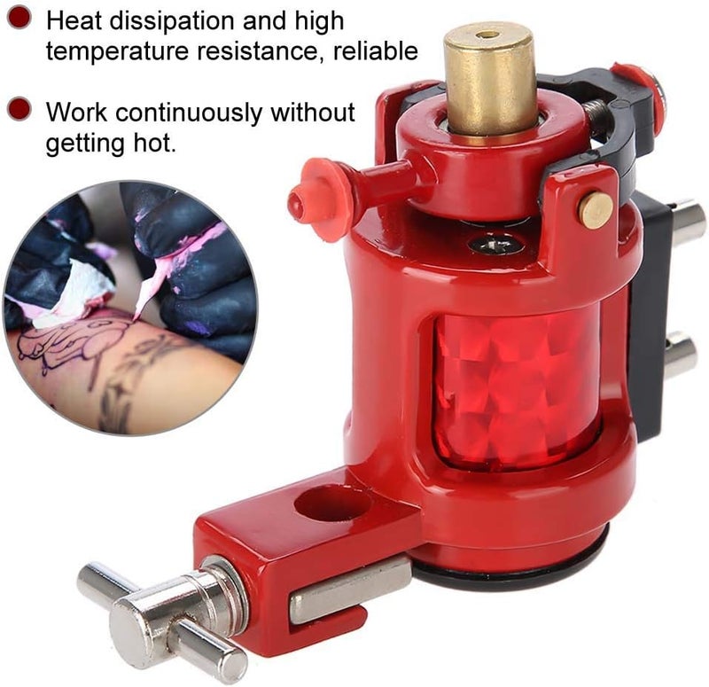 woobles Tattoo Machine Gun Alloy Rotary Shader Liner, Strong Motor Gun Liner Shader Coloring Permanent Makeup Tool for Shader Supply Equipment and Artists(Red) - Image 4